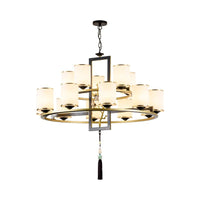 Metal Cylinder Chandelier Lighting Classic 6/8/10 Lights Black Gold - Rebooters