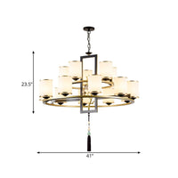 Metal Cylinder Chandelier Lighting Classic 6/8/10 Lights Black Gold - Rebooters