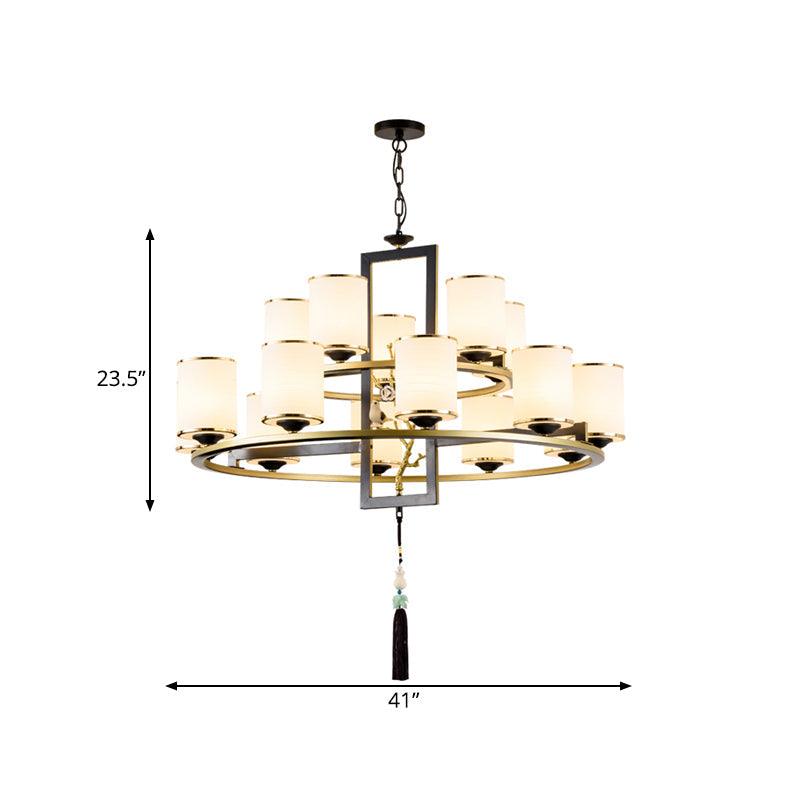 Metal Cylinder Chandelier Lighting Classic 6/8/10 Lights Black Gold - Rebooters