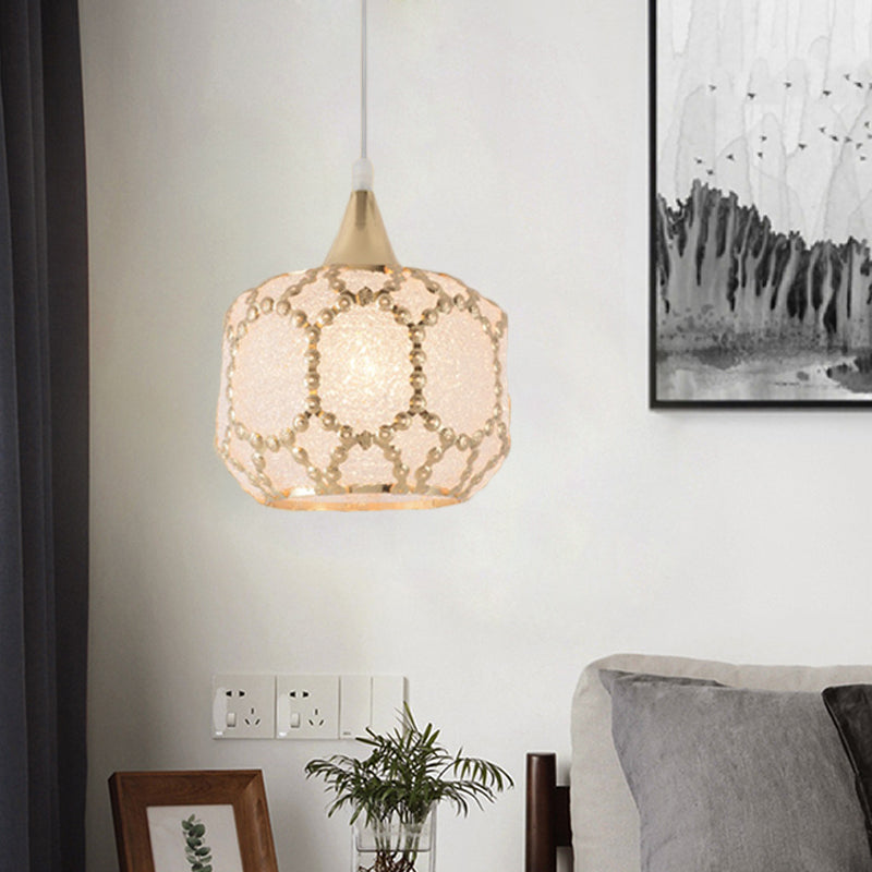 White 1 Light Hanging Pendant Traditional Plastic Dome Lamp - Rebooters