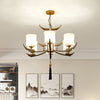 Black and Gold 6/8/10 Lights Chandelier Light Classic Opal Glass Cylinder Pendant - Rebooters