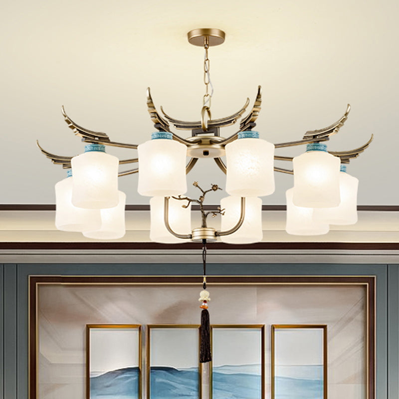 Cylinder Living Room Hanging Chandelier Brass Metal Light - Rebooters