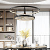 16"/23.5" Wide LED Frosted Glass Chandelier Lamp Classic Black Round Ceiling Pendant - Rebooters