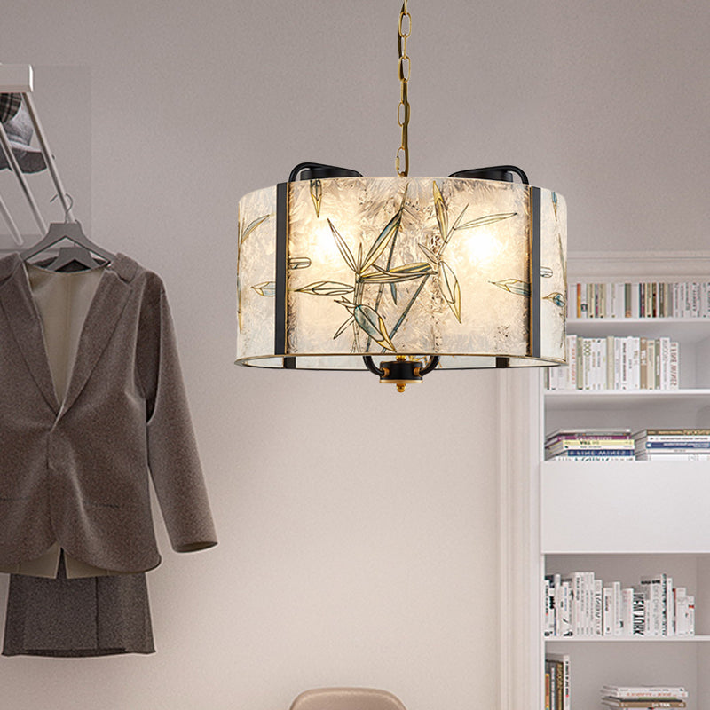 Classic Drum Suspension Pendant 4 Lights White Glass Light - Rebooters