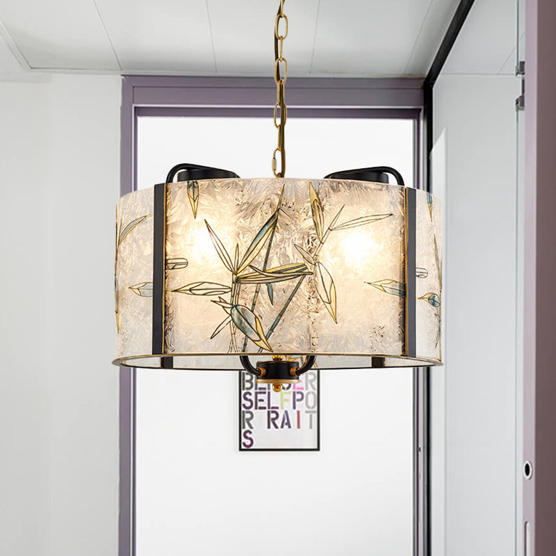Classic Drum Suspension Pendant 4 Lights White Glass Light - Rebooters