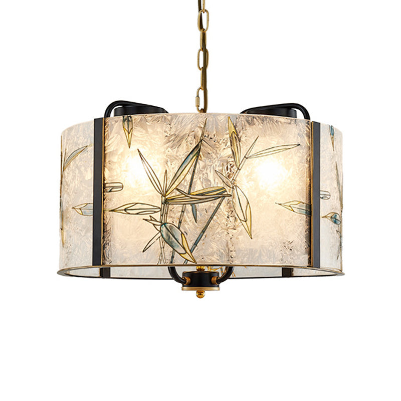 Classic Drum Suspension Pendant 4 Lights White Glass Light - Rebooters