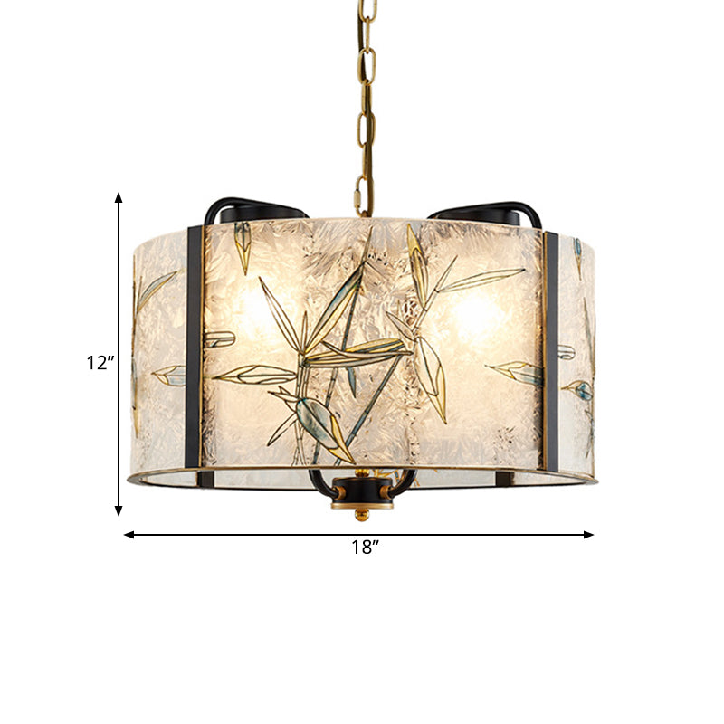 Classic Drum Suspension Pendant 4 Lights White Glass Light - Rebooters