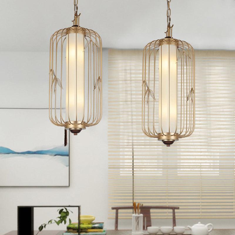 Birdcage Dining Room Chandelier Lighting Classic Stylish Metal 2 Lights Gold - Rebooters