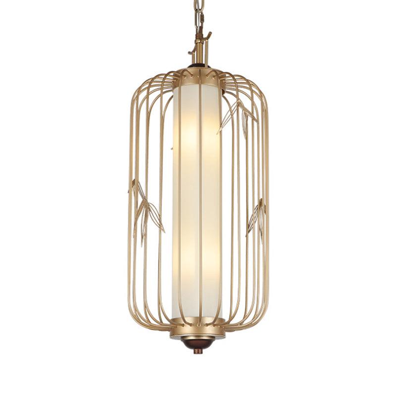 Birdcage Dining Room Chandelier Lighting Classic Stylish Metal 2 Lights Gold - Rebooters