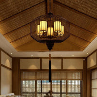 5 Lights Dining Room Hanging Chandelier Classic Black Pendant Light - Rebooters