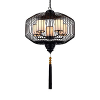 5 Lights Dining Room Hanging Chandelier Classic Black Pendant Light - Rebooters