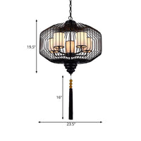 5 Lights Dining Room Hanging Chandelier Classic Black Pendant Light - Rebooters