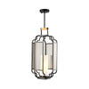 1 Light Tan Glass Hanging Pendant Traditional Black Cylinder Living Room Pendulum Light 8 10 12 Wide - Rebooters