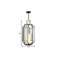 1 Light Tan Glass Hanging Pendant Traditional Black Cylinder Living Room Pendulum Light 8 10 12 Wide - Rebooters