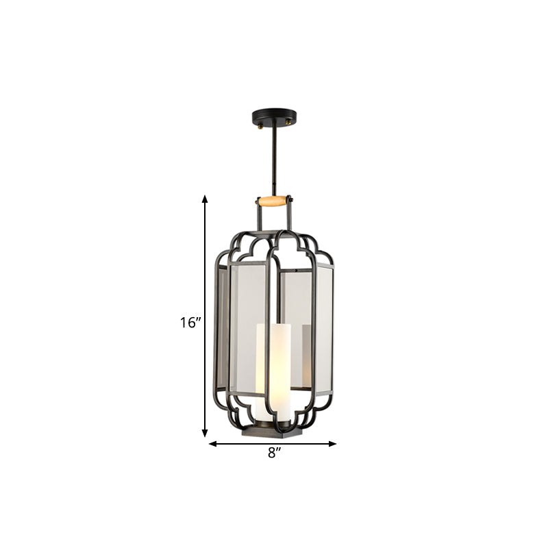 1 Light Tan Glass Hanging Pendant Traditional Black Cylinder Living Room Pendulum Light 8 10 12 Wide - Rebooters