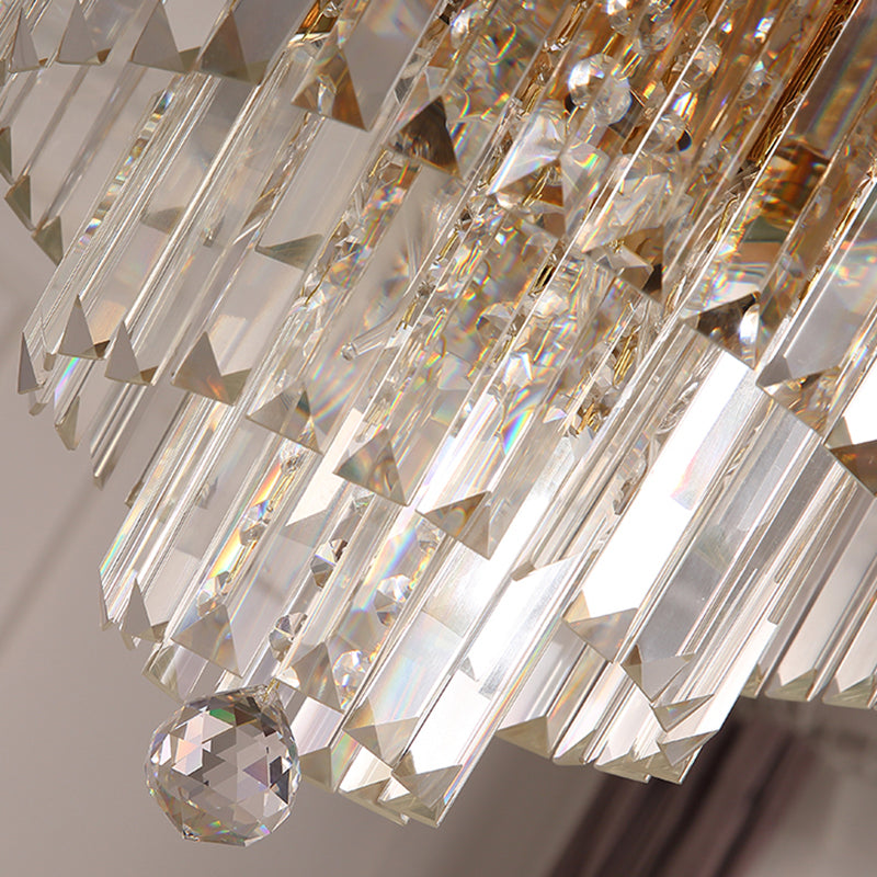 3 Tiers Tri-Sided Crystal Rod Chandelier Light Simple Style - Rebooters