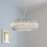 8 Heads Crystal Beaded Pendant Chandelier Modern Chrome Dining Room Light - Rebooters