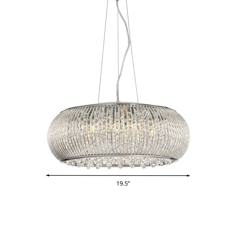 8 Heads Crystal Beaded Pendant Chandelier Modern Chrome Dining Room Light - Rebooters