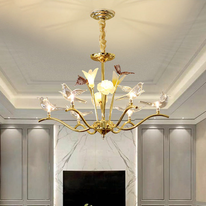 Clear Crystal Flower Hanging Light Kit Postmodern Chandelier - Rebooters