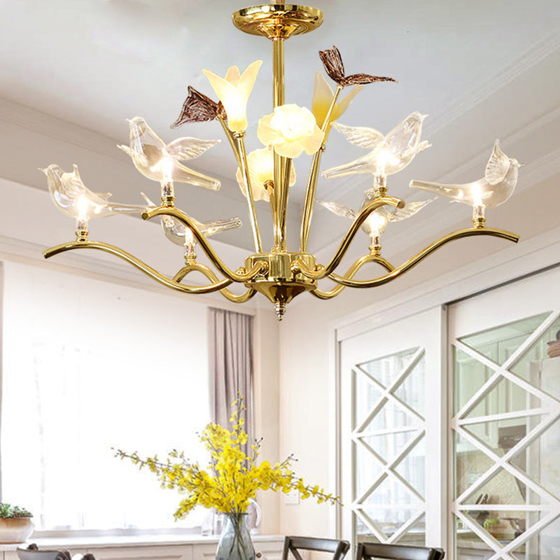 Clear Crystal Flower Hanging Light Kit Postmodern Chandelier - Rebooters