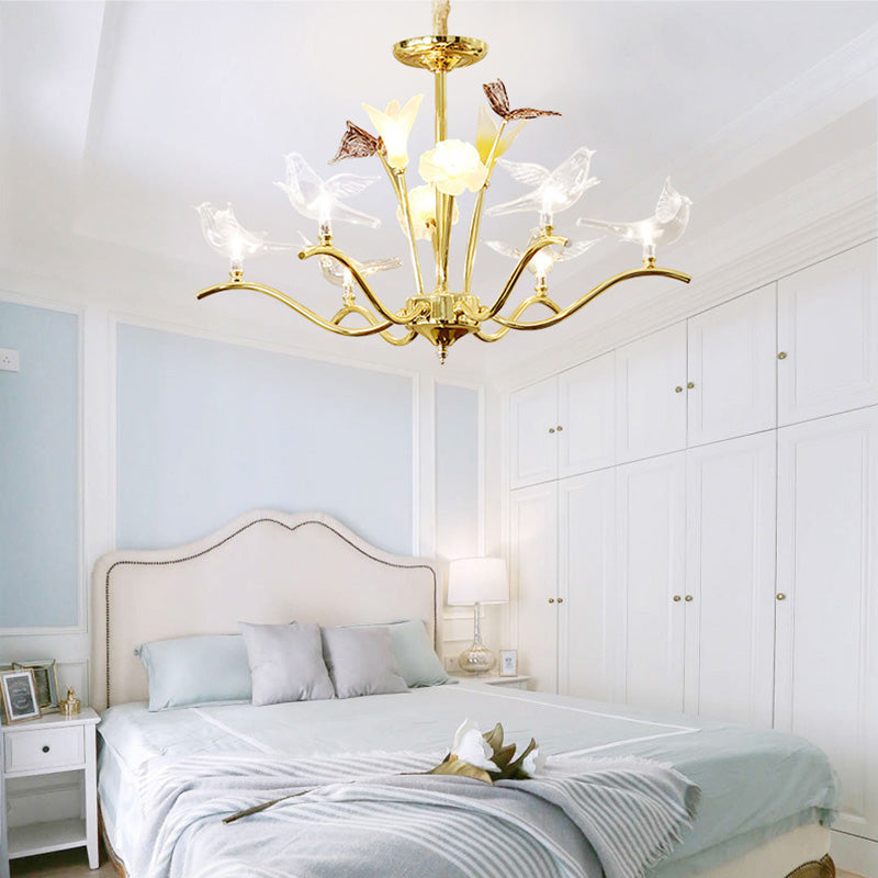 Clear Crystal Flower Hanging Light Kit Postmodern Chandelier - Rebooters