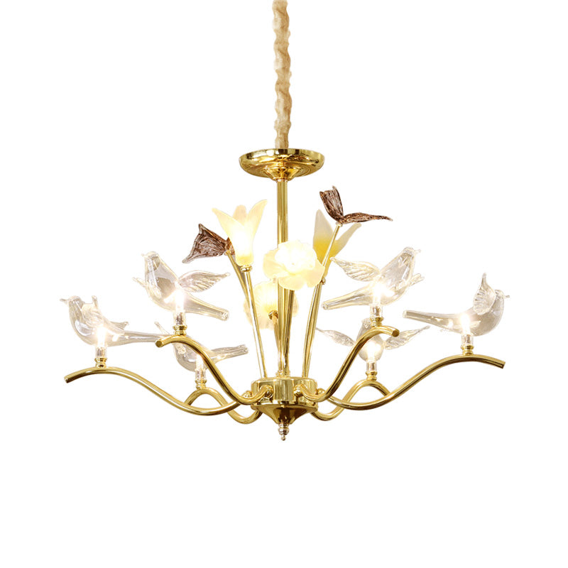 Clear Crystal Flower Hanging Light Kit Postmodern Chandelier - Rebooters