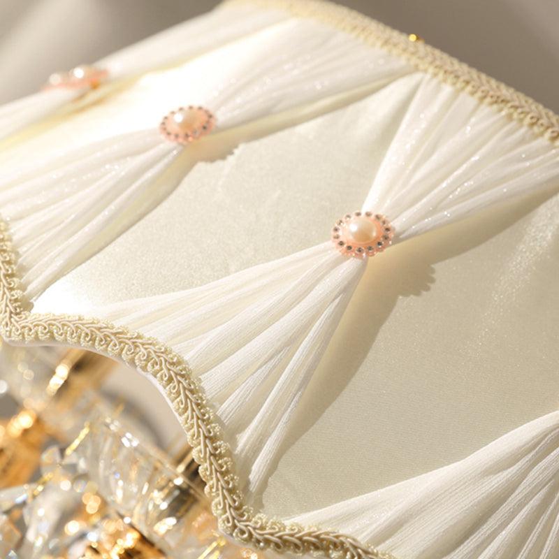 Beige 5 Heads Chandelier Lamp Modernism Crystal Drop Lighting - Rebooters