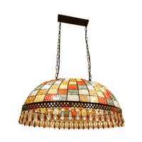 2 Heads Crystal Drop Ceiling Suspension Lamp Southeast Asian Style Black Dome Living Room - Rebooters