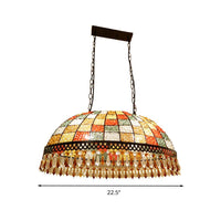 2 Heads Crystal Drop Ceiling Suspension Lamp Southeast Asian Style Black Dome Living Room - Rebooters