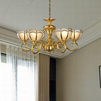 6 Lights Chandelier Pendant Lamp Gold Colonial Ceiling Light - Rebooters