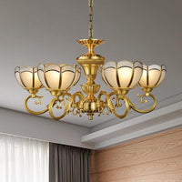 6 Lights Chandelier Pendant Lamp Gold Colonial Ceiling Light - Rebooters