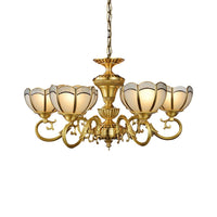 6 Lights Chandelier Pendant Lamp Gold Colonial Ceiling Light - Rebooters