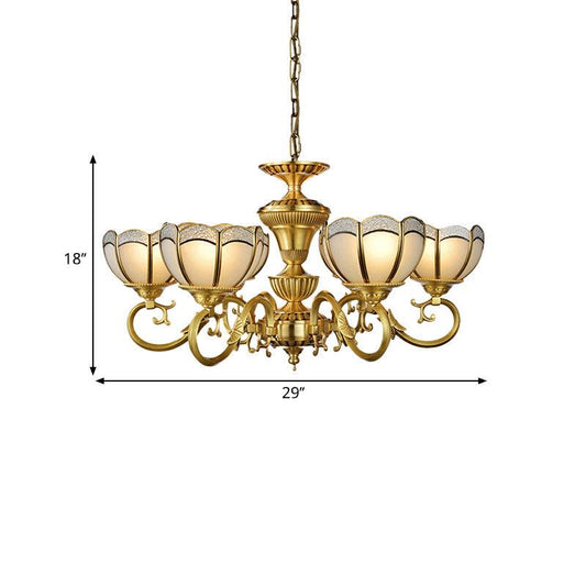 6 Lights Chandelier Pendant Lamp Gold Colonial Ceiling Light - Rebooters