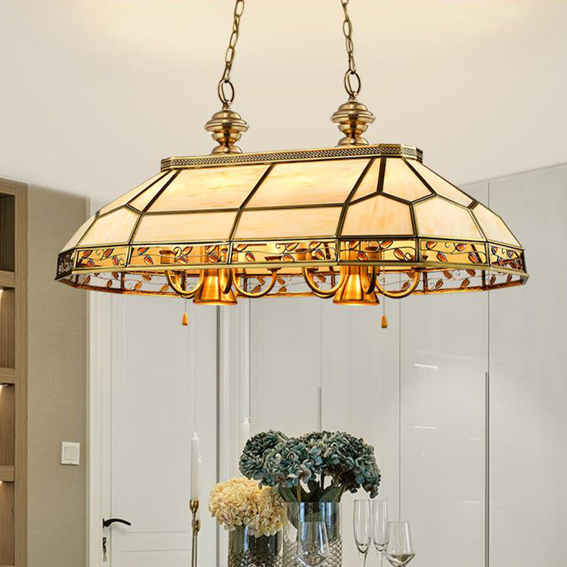 12 Bulbs Faceted Island Lighting Colonial Gold Frosted Glass Ceiling Suspension Lamp - Rebooters