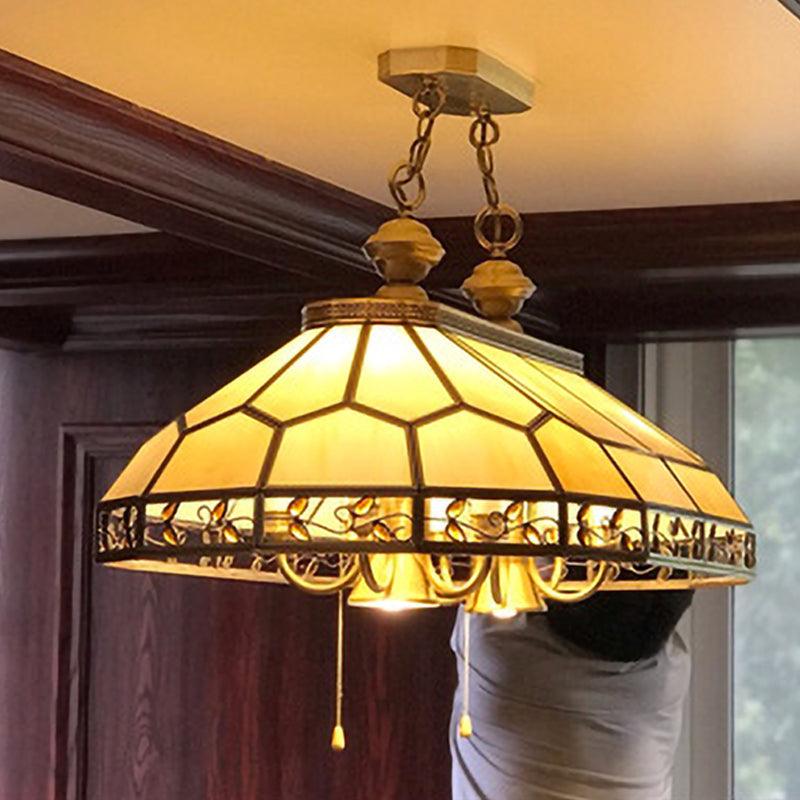 12 Bulbs Faceted Island Lighting Colonial Gold Frosted Glass Ceiling Suspension Lamp - Rebooters