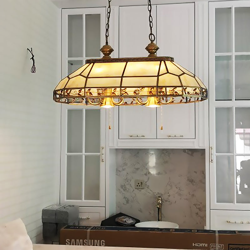 12 Bulbs Faceted Island Lighting Colonial Gold Frosted Glass Ceiling Suspension Lamp - Rebooters