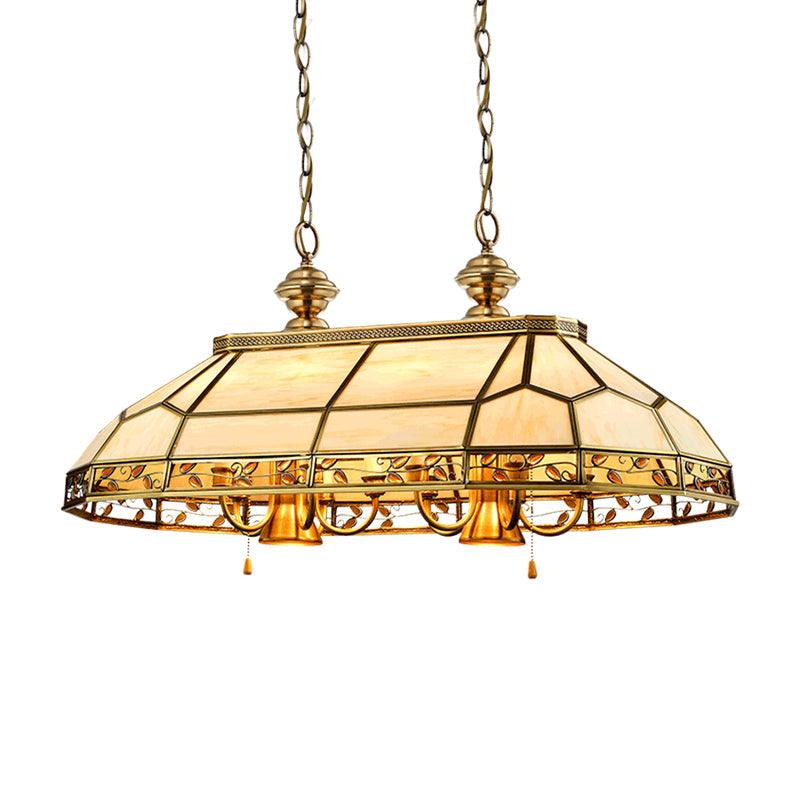 12 Bulbs Faceted Island Lighting Colonial Gold Frosted Glass Ceiling Suspension Lamp - Rebooters