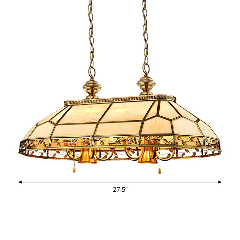 12 Bulbs Faceted Island Lighting Colonial Gold Frosted Glass Ceiling Suspension Lamp - Rebooters