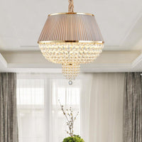 5 Lights Dome Ceiling Light Fixture Simple Style Blue Gray Crystal Strand Chandelier - Rebooters
