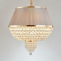 5 Lights Dome Ceiling Light Fixture Simple Style Blue Gray Crystal Strand Chandelier - Rebooters