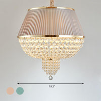 5 Lights Dome Ceiling Light Fixture Simple Style Blue Gray Crystal Strand Chandelier - Rebooters