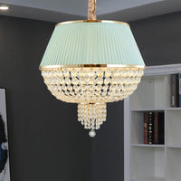 5 Lights Dome Ceiling Light Fixture Simple Style Blue Gray Crystal Strand Chandelier - Rebooters
