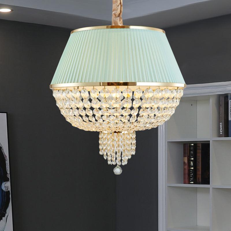 5 Lights Dome Ceiling Light Fixture Simple Style Blue Gray Crystal Strand Chandelier - Rebooters
