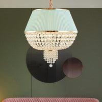 5 Lights Dome Ceiling Light Fixture Simple Style Blue Gray Crystal Strand Chandelier - Rebooters