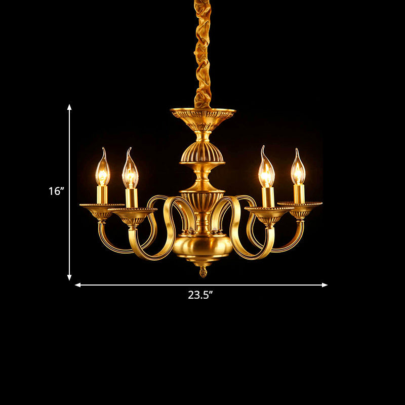 Candle Metal Pendant Chandelier Colonialism 3/5/6 Lights - Rebooters
