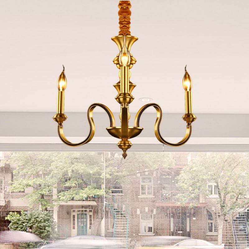 Gold Candle Shape Ceiling Pendant Light Colonialism Metal Chandelier - Rebooters
