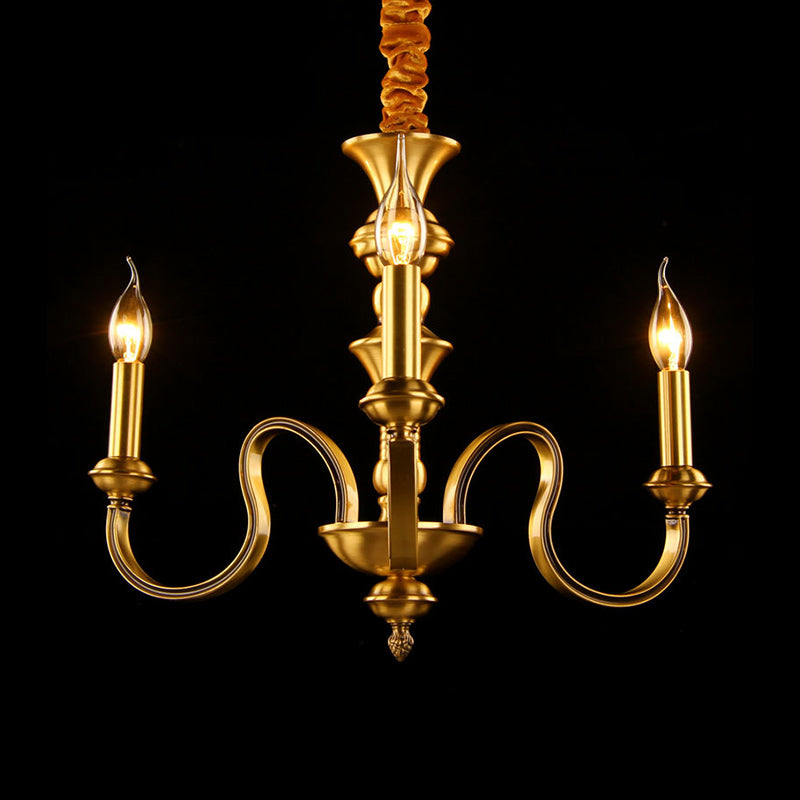 Gold Candle Shape Ceiling Pendant Light Colonialism Metal Chandelier - Rebooters