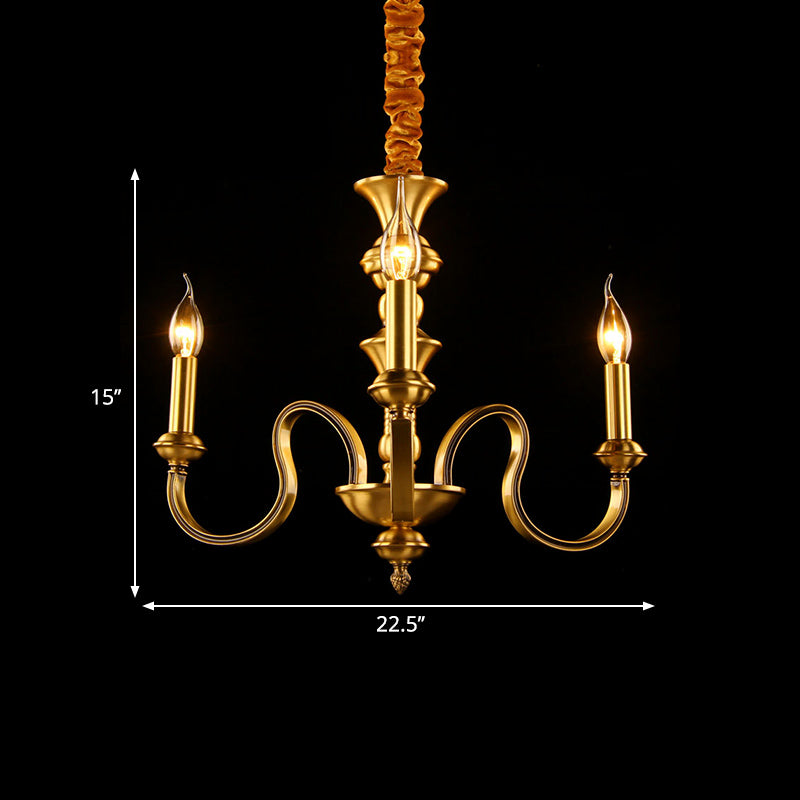Gold Candle Shape Ceiling Pendant Light Colonialism Metal Chandelier - Rebooters