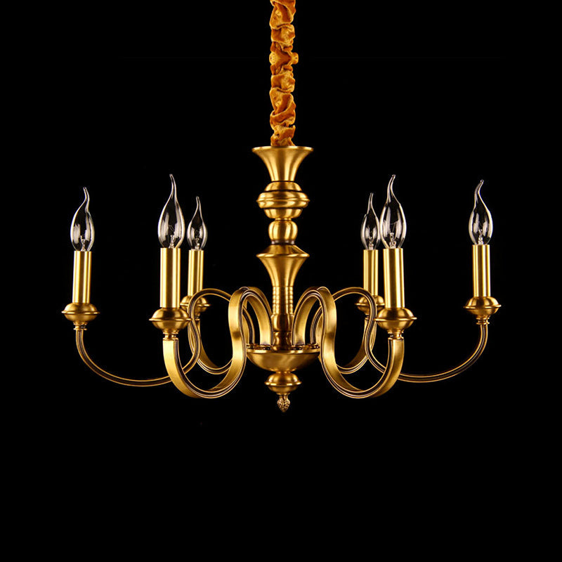 Gold Candle Shape Ceiling Pendant Light Colonialism Metal Chandelier - Rebooters