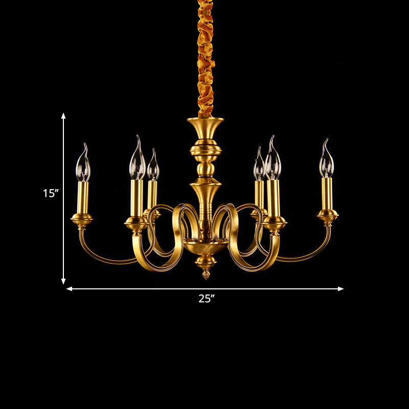 Gold Candle Shape Ceiling Pendant Light Colonialism Metal Chandelier - Rebooters